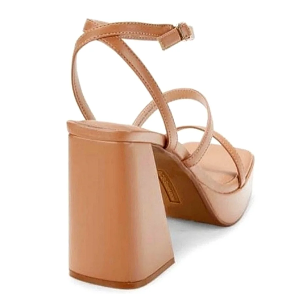 New w/o Box BCBGeneration Galana Vegan Leather Ankle Strappy Platform Sandals